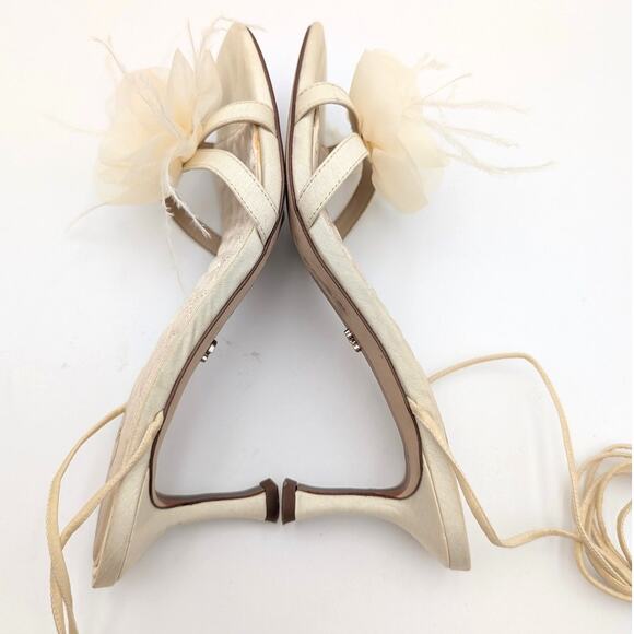 Sam Edelman Pammie Flower Kitten Heel Women's Sandals Pearl Ivory Size US7 - Picture 7 of 12